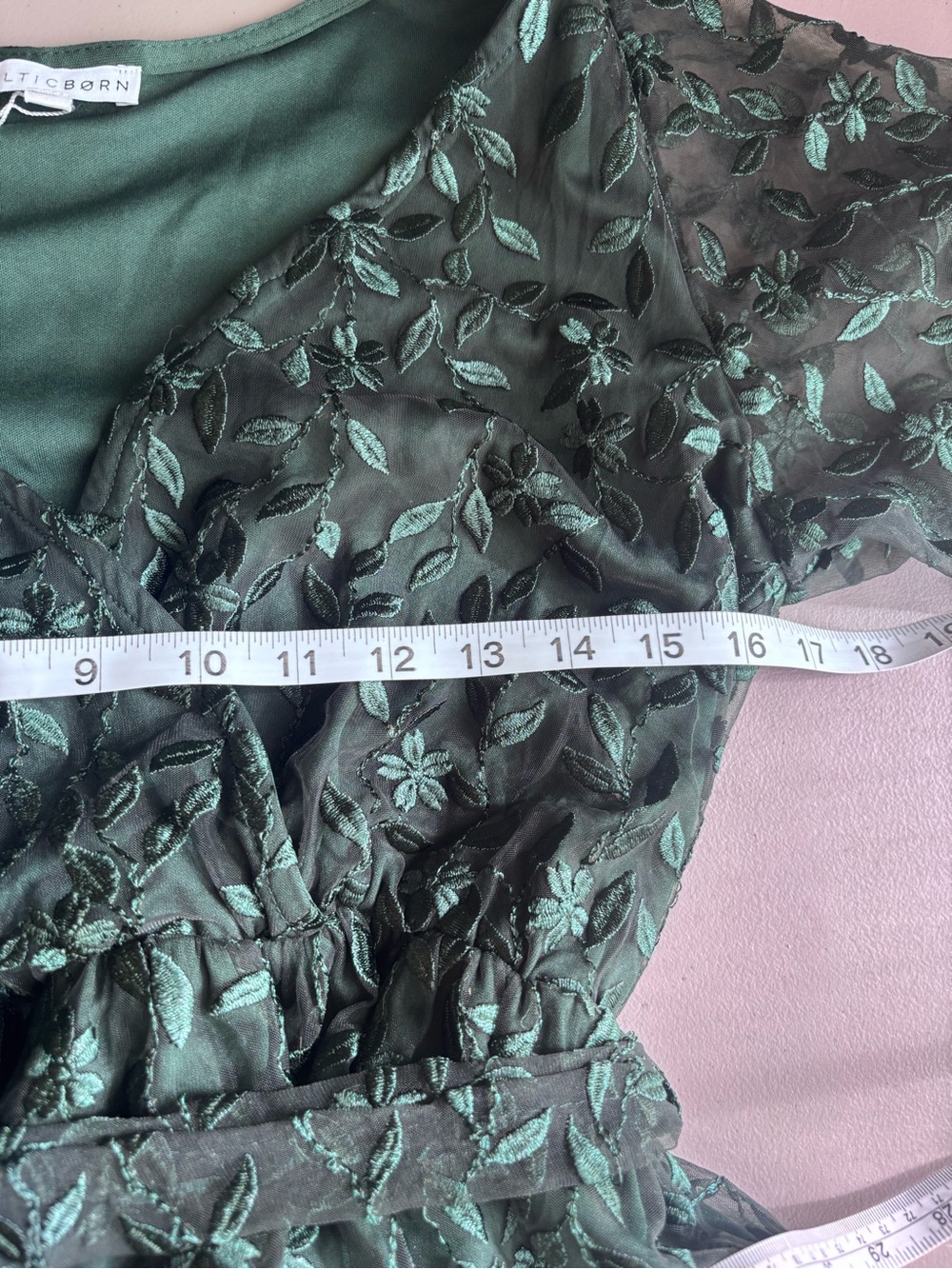 NWOT Baltic Born Marseille embossed Maxi dress Deep Green flutter sleeve Sz Med - Picture 11 of 11